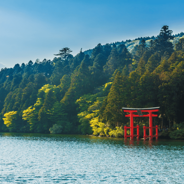Hakone - red Torii Gate on Lake Ashi - Japan - LiNGER Travel